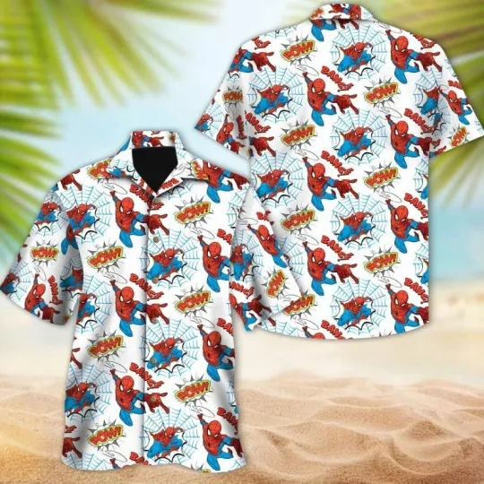 Discover Disney Spiderman Superhero Graphics Summer Aloha Hawaiian Shirt