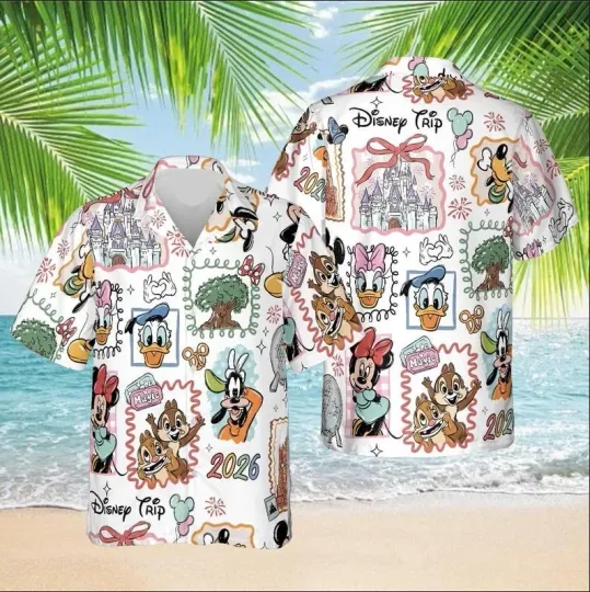 Discover Disney Mickey And Friends Colorful Pastel Summer Aloha Hawaiian Shirt