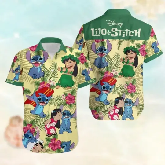 Discover Disney Lilo & Stitch Ohana Means Family Beach Trip Aloha Hawaiian Shirt
