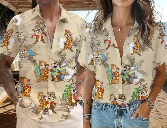 Discover Chip And Dale Hawaiian Shirt, Disney Hawaiian Shirt, Chip N Dale Button Up
