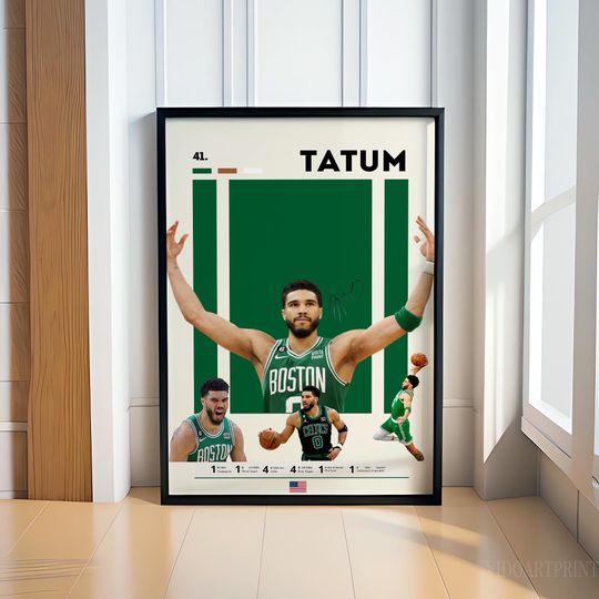 Jayson Tatum Poster, Basketball Poster, Boston Celtics Poster, Motivational Poster, Gym Decor, Fitness Poster, Man Cave Art, Gift For Him