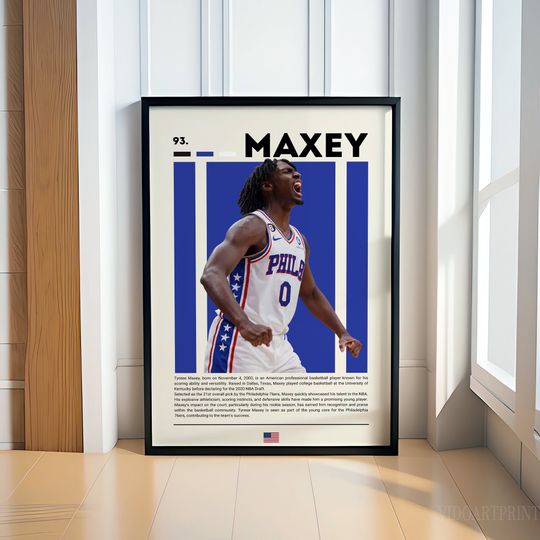 Tyrese Maxey Poster, Basketball Poster, Sports Poster, Motivational Poster, Fitness Poster, Man Cave Art, Gift For Him