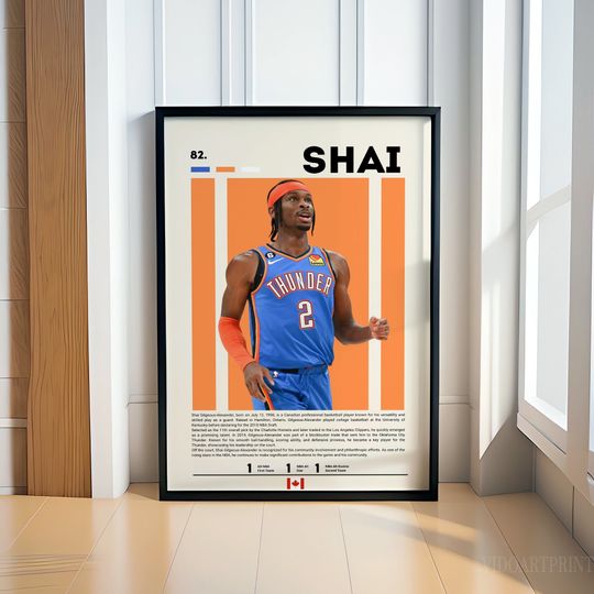Shai Gilgeous-Alexander Poster, Basketball Poster, Oklahoma City Thunder Poster, Motivational Poster, Fitness Poster