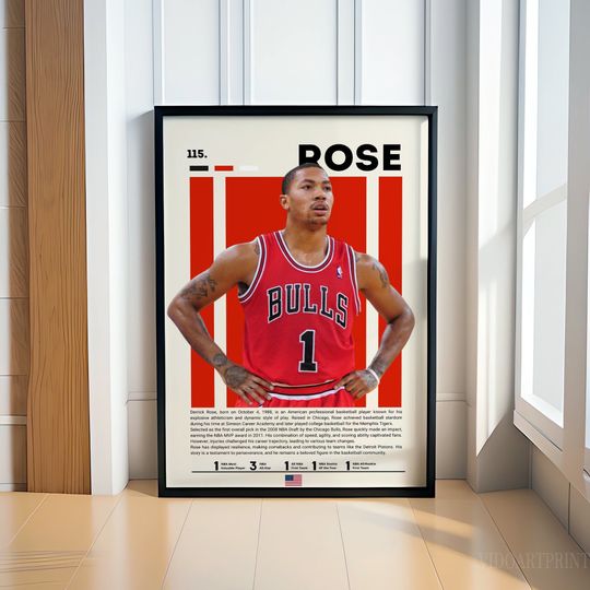 Derrick Rose Poster, Basketball Poster, Chicago Bulls Poster, Motivational Poster, Fitness Poster, Man Cave Art, Gift For Him
