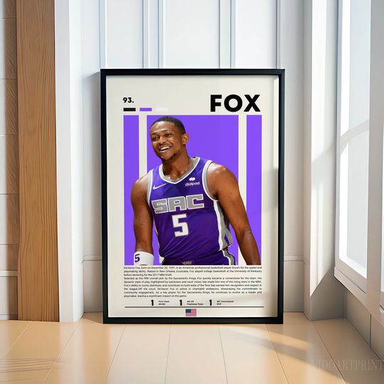 Discover De Aaron Fox Poster, Basketball Poster, Sports Poster, Motivational Poster, Fitness Poster, Man Cave Art, Gift For Him