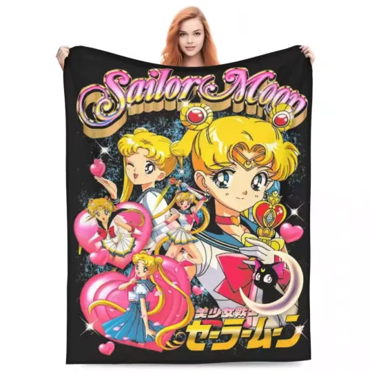 Discover Moon Guardian Anime Fleece Blanket Ultra Soft Cozy Throw