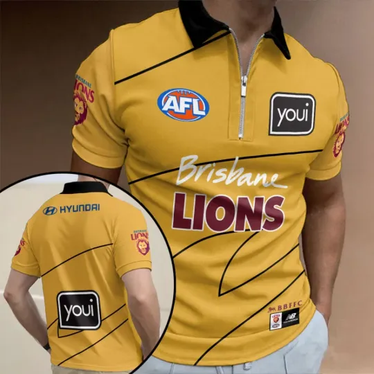 Discover Brisbane Lions 2026 Zip Polo Shirt