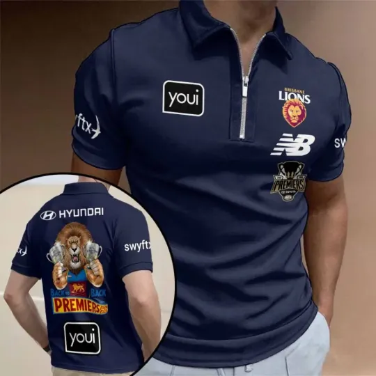 Brisbane Lions 2025  Premiers Zip Polo Shirt