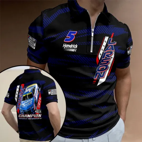Discover Kyle Larson Nascar Cup Series Champion Zip Polo Shirt