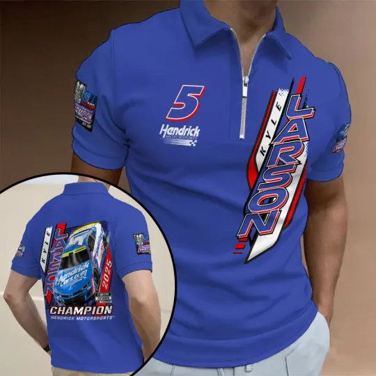 Kyle Larson 2025 NASCAR Cup Series Champion Zip Polo Shirt