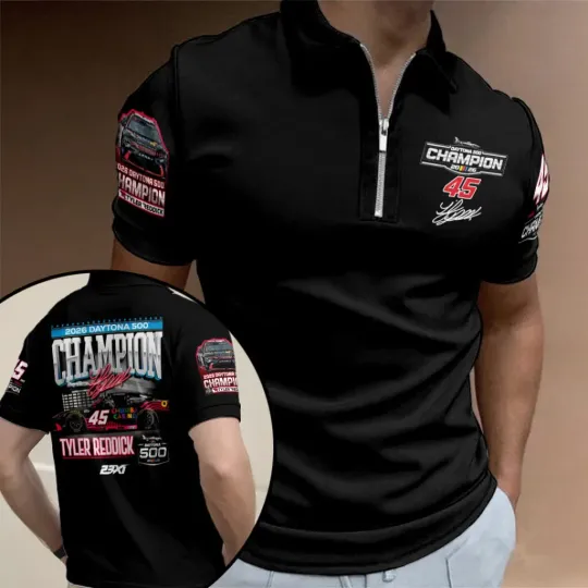 Tyler Reddick 2026 Daytona 500 Champion Zip Polo Shirt