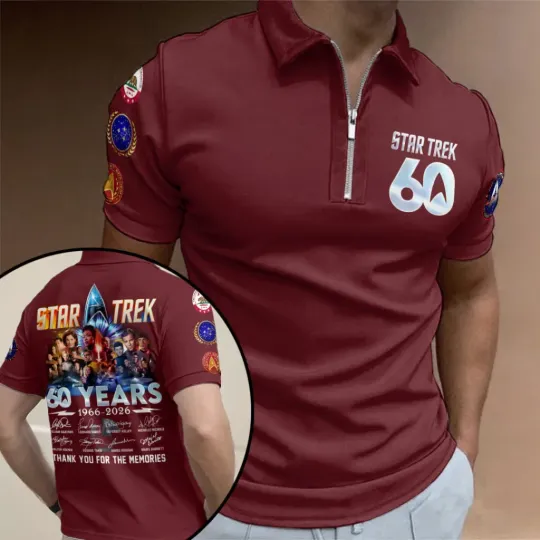 Star Tr e k 60th Anniversary Zip Polo Shirt
