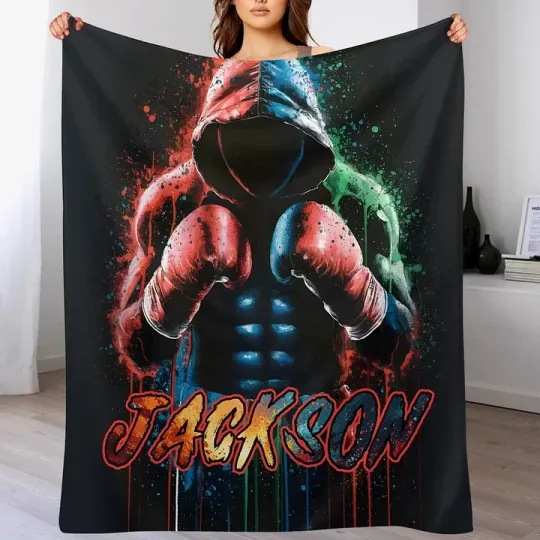 Discover Custom Name Boxing Fleece Blanket for Enthusiasts
