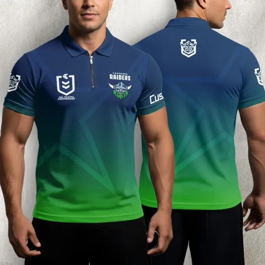 Canberra Raiders Personalized Zip Polo Shirt Gift For Fans