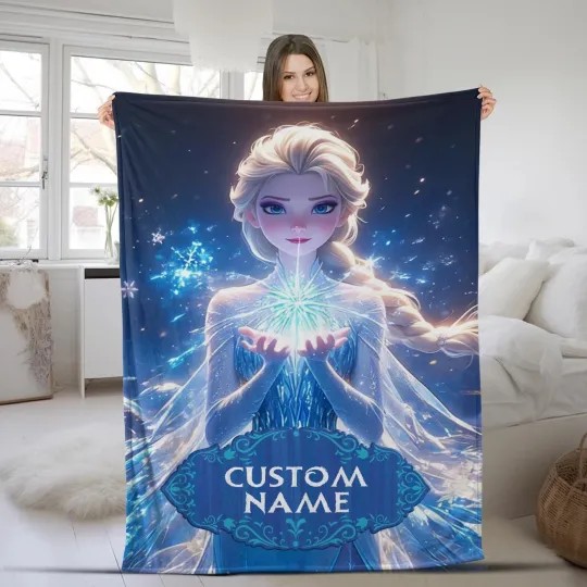 Discover Personalized Name Frozen Characters Blanket, Princess Elsa And Anna Blanket