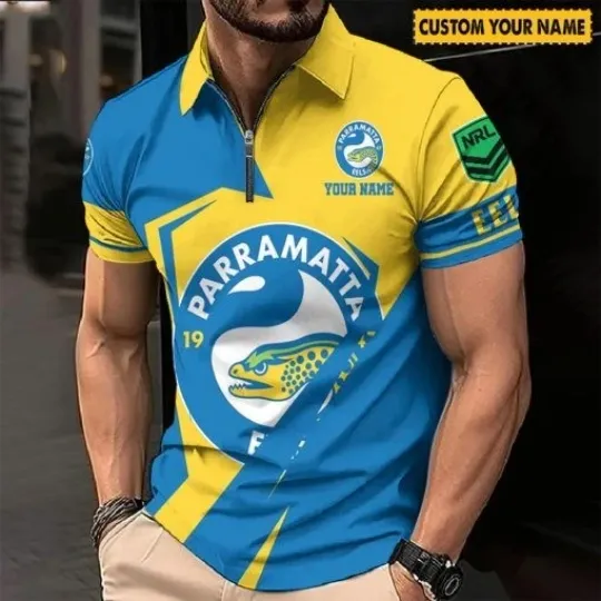 Parramatta Eels  2026 Custom Name Special Edition Zipper Polo Shirt