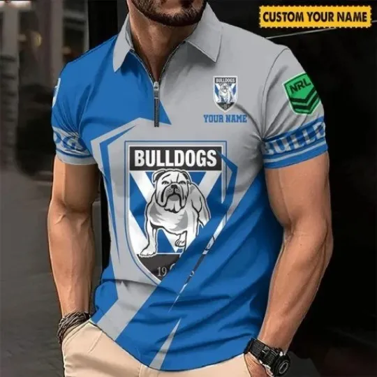 Discover Canterbury-Bankstown Bulldogs Custom Name Special Edition Zipper Polo Shirt