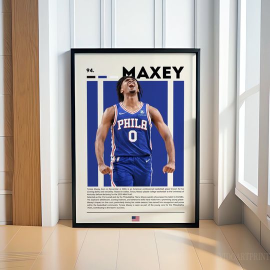 Tyrese Maxey Poster, Basketball Poster, Sports Poster, Motivational Poster, Fitness Poster, Man Cave Art, Gift For Him