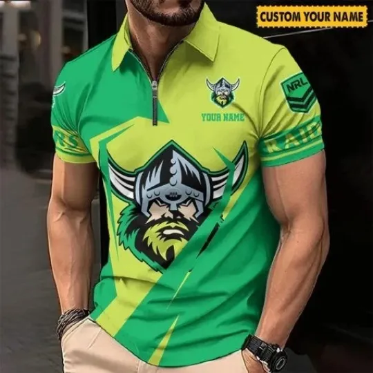 Canberra Raiders Custom Name Special Edition Zipper Polo Shirt