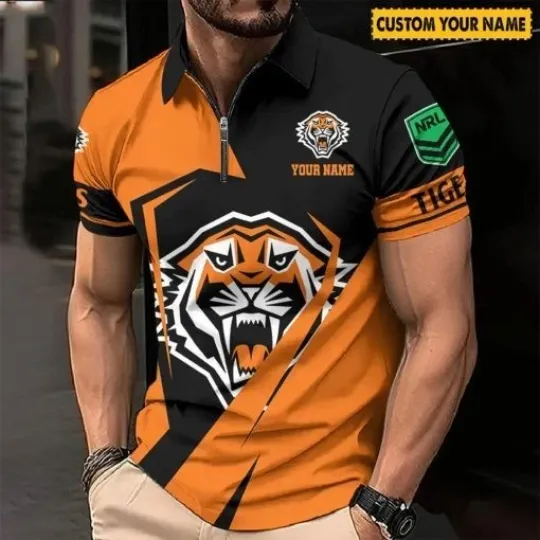 Wests Tigers Custom Name Special Edition Zipper Polo Shirt