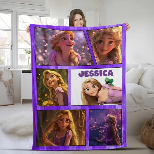 Rapunzel Tangled Fleece Blanket, Princess Blanket, Flynn Rider Maximus