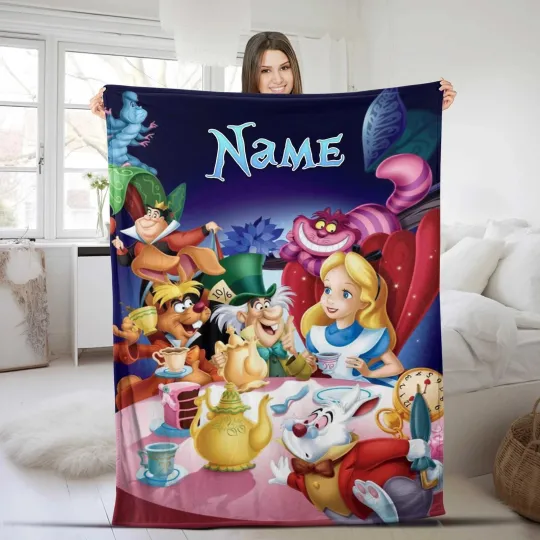 Discover Personalized Watercolor Disney Alice In Wonderland Blanket