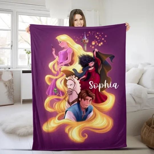 Discover Personalized Tangled Rapunzel Blanket Disney Princess Blanket #1