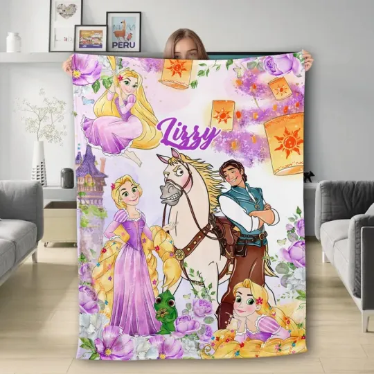 Discover Personalized Long Hair Princess Blanket, Watercolor Couple Princess Blanket #1