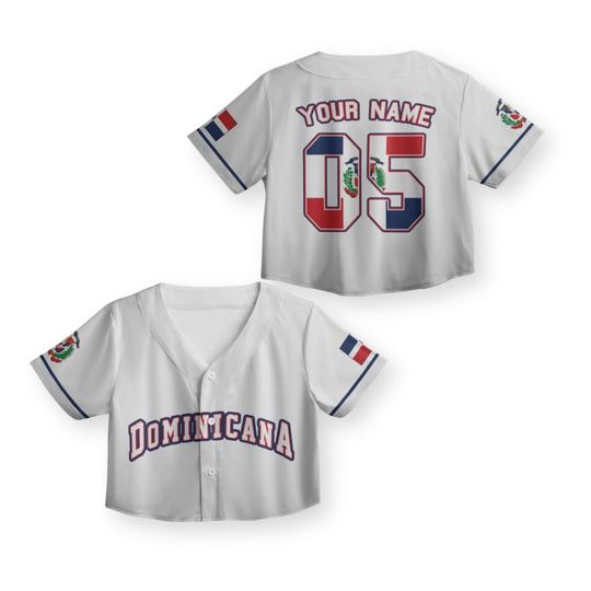 Discover Dominicana Crop Top Baseball Jersey Custom Name & Number