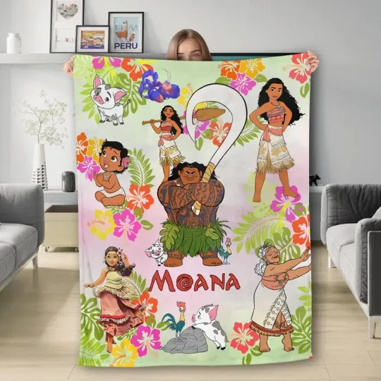 Discover Personalized Watercolor Moana Blanket, Baby Girl Princess Moana Birthday Boy Gir