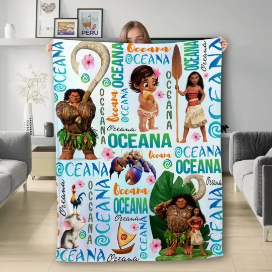 Discover Personalized Watercolor Moana Blanket, Baby Girl Princess Moana Birthday Girl