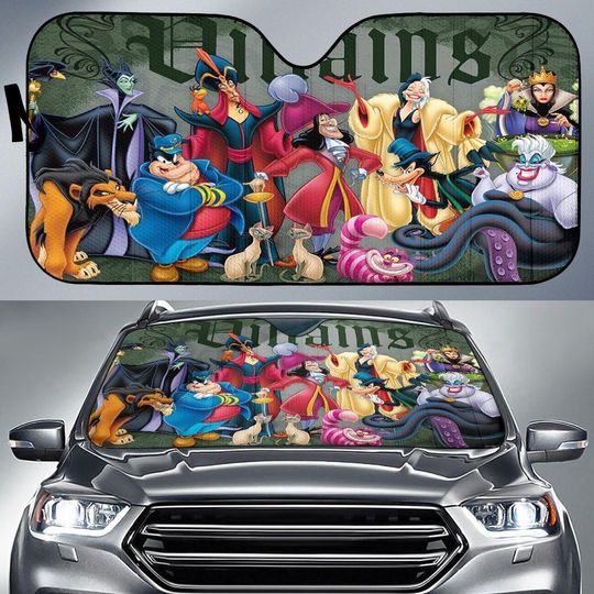 Discover Disney Villains Car Sunshade, Evil Queen Auto Sunshade, Ursula Cruella Car Windshield, Cartoon Sun Visor Car