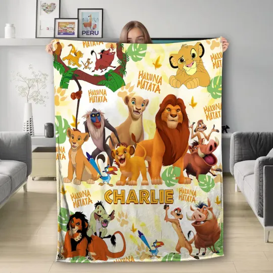 Disney Personalized Watercolor The Lion King Blanket, Custom Mufasa Simba