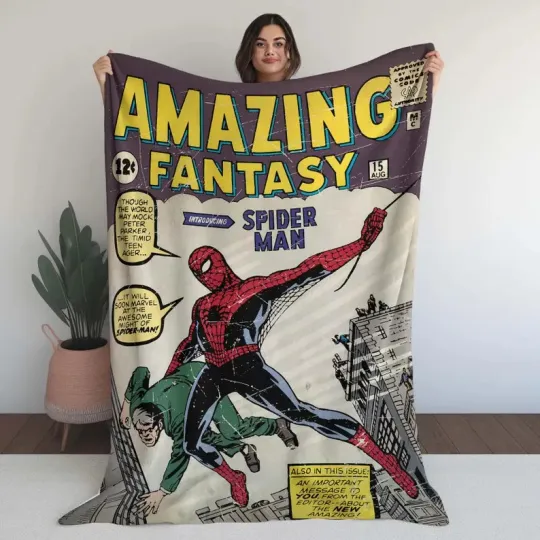 Discover Amazing Spiderman Comic Book Superhero Fleece Blanket