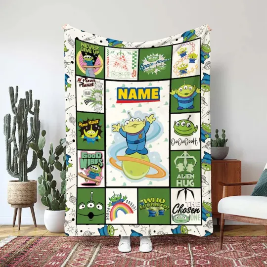 Discover Little Green Aliens Blanket, Disney Pixar Toy Story Decor, Aliens Picture