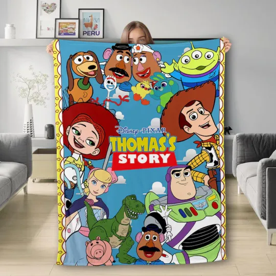 Discover Personalized Toy Story Blanket, Custom Name Disney Woody Buzz Lightyear Blanket