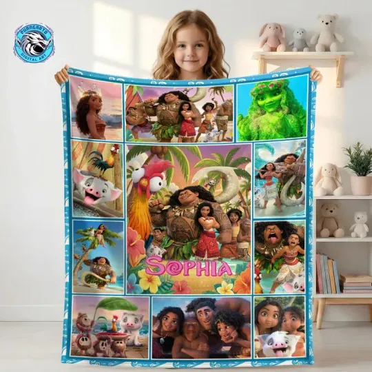 Discover Personalized Moana Princess Blanket, Custom Disney Inspired Maui Blanket