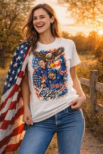 Discover USA Hockey Championship T-Shirt, Women's Fan Tee, American Pride Gift