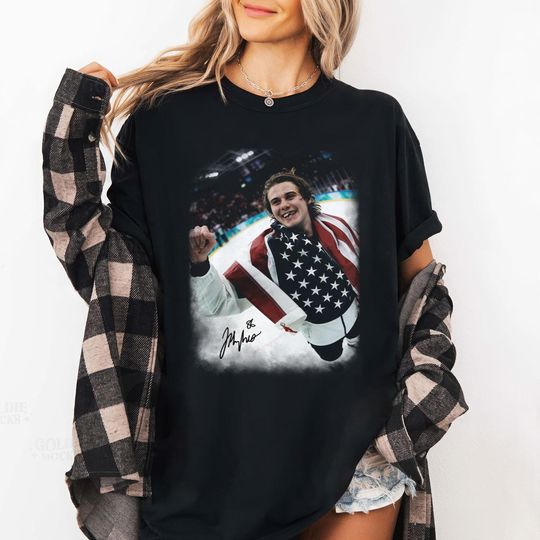Discover USA Hockey Hero Comfort Colors T-Shirt, Winter Olympic Washed Distressed Tee, Jack Hockey Fan Gift
