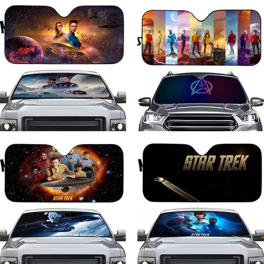 Discover Star T-Treks Anime Front Cover Film Heated Windshield Sunshade Car Window Windscreen Cover Sun Shade Auto Sun Visor Car-covers