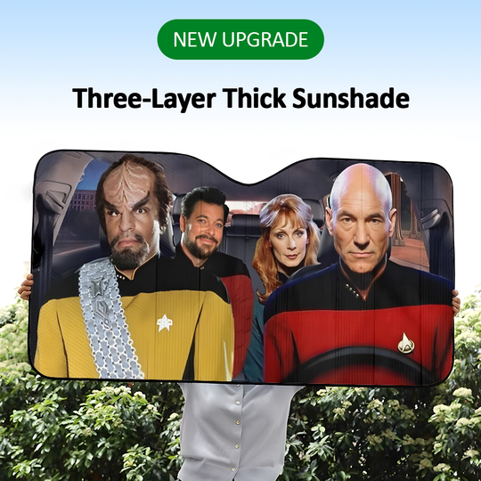 Discover S-startrek2020 Movie Car SunShade Visor Reusable Aluminum Foil UV Protector Suction Cups Heat Three-layer Insulation