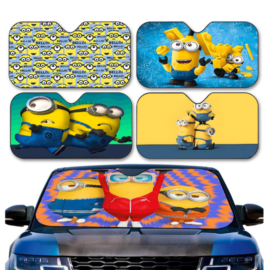 Discover Cartoon L-Lovely Cute M-Minions Car Sunshade Shield Windshield Window Sun Blocker Cover Interior Protection For Truck SUV Visor