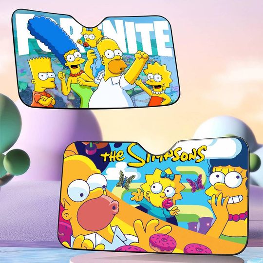 Discover Classic Animation S-Simpsons Car Solar Protection Heated Windshield Sunshade Car Window Windscreen Cover Sun Shade Auto Sun