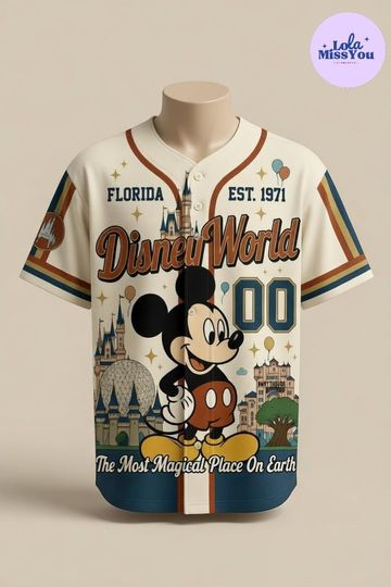 Discover Disney World Baseball Jersey, Vintage Mickey Mouse Florida 1971 Jersey, Retro Disney Park Shirt, Magical Castle Baseball, Disney Lover Gift