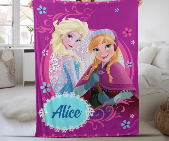 Personalized Princess Elsa Fleece Blanket, Disneyland Family