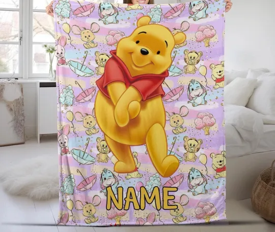 Discover Personalized Winnie The Pooh Fleece Blanket, Disneyland Family