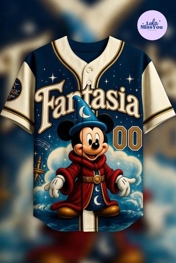Discover Fantasia Mickey Baseball Jersey, Disney Sorcerer Mickey Jersey, Magical Fantasy Couple Shirt, Classic Disney Baseball Top