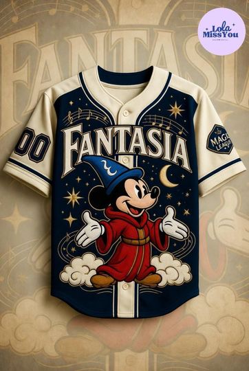 Discover Fantasia Baseball Jersey Shirt, Sorcerer Mickey Jersey, Vintage Disney Magic Team Top, Classic Mickey Mouse Baseball Jersey