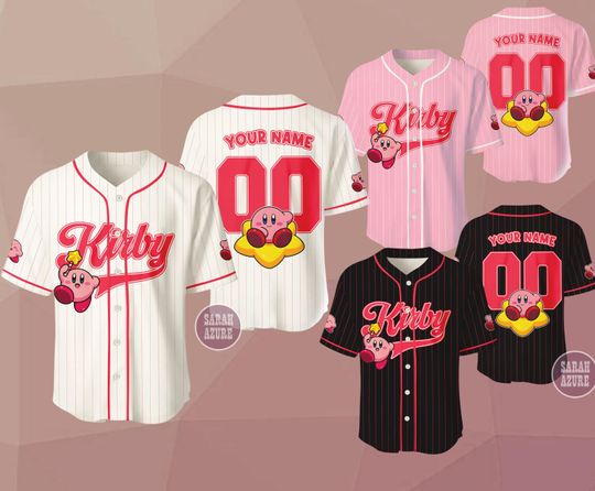 Custom Kirby Baseball Jersey, Personalized Gaming Gift, Dream Land Super Mario, Mario Nintendo Universal