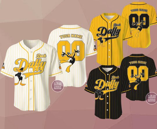 Custom Daffy Duck Baseball Jersey, Looney Tunes Cartoon Character Sports Fan Shirt